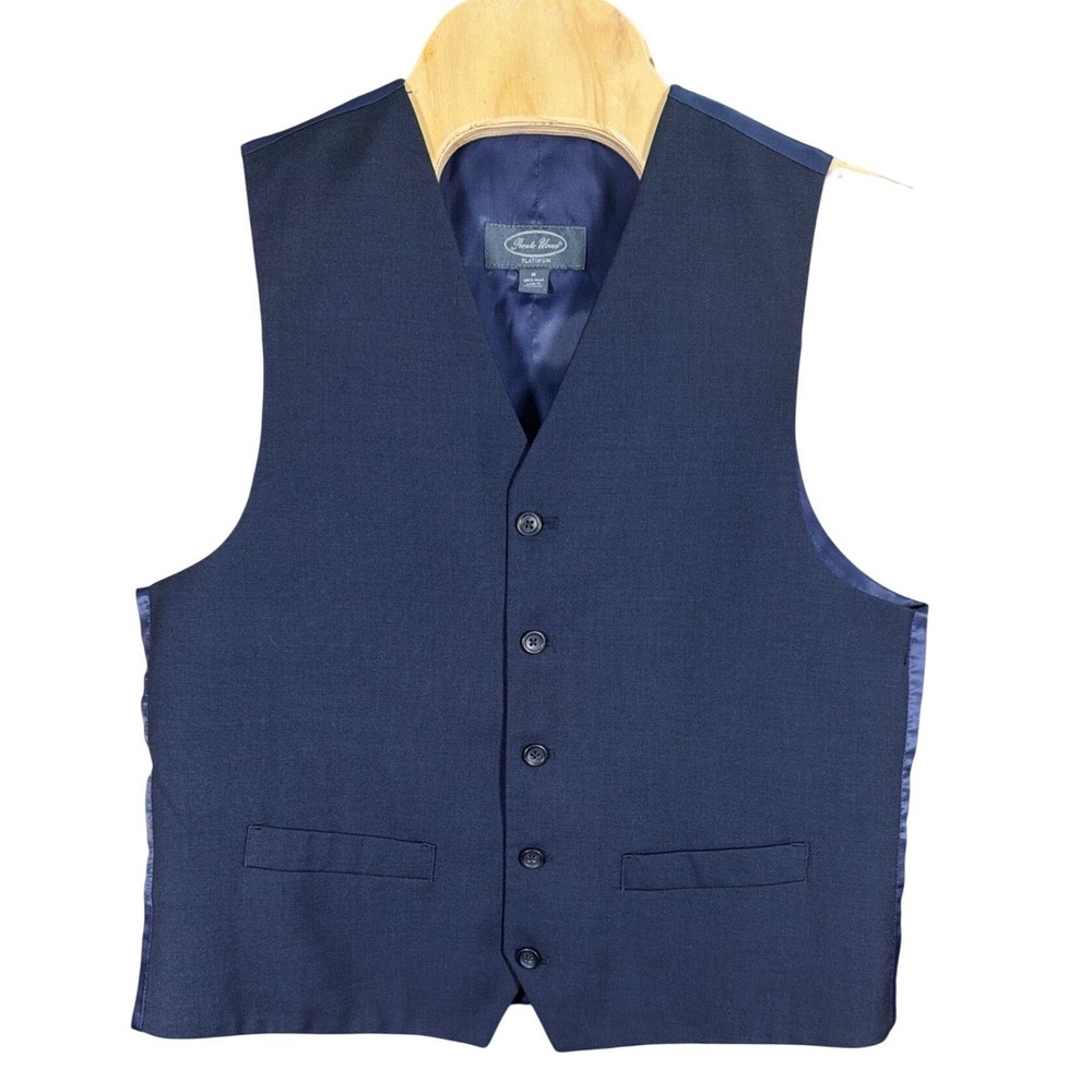Pronto Uomo Platinum Men Navy Blue 100% Wool 5-Button Suit Vest Waistcoat Size M